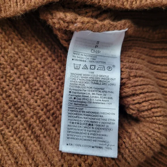 Gap Sweater 100% Cotton Cocoa Brown Crew Neck Size Small - Picture 4 of 6